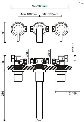 Additional image for Wall Mounted Bath Filler Tap (Chrome).