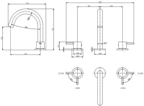 Additional image for Basin & 5 Hole Bath Shower Mixer Tap Pack (Chrome).