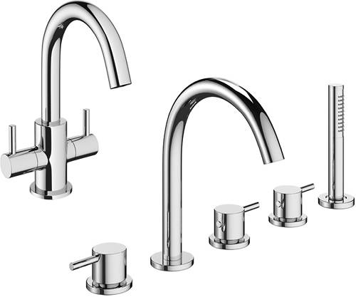 Additional image for Basin & 5 Hole Bath Shower Mixer Tap Pack (Chrome).