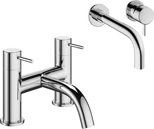 Additional image for Wall Mounted Basin & Bath Filler Tap Pack (Chrome).