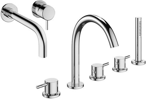 Additional image for Wall Mounted Basin & 5 Hole BSM Tap Pack & Kit.