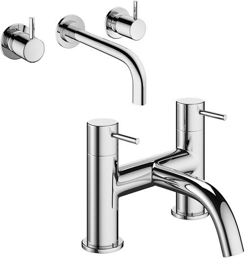 Additional image for Wall Mounted Basin & Bath Filler Tap Pack (Chrome).