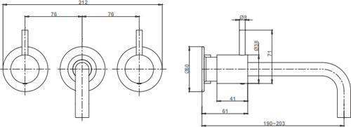 Additional image for Wall Mounted Basin & 5 Hole BSM Tap Pack & Kit.