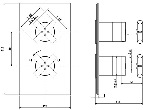 Additional image for Thermostatic Shower Valve (2 Way Diverter, Br Bronze).