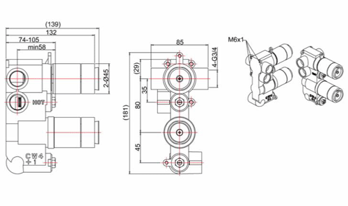 Additional image for Thermostatic Shower Valve (1 Outlet, Chrome).