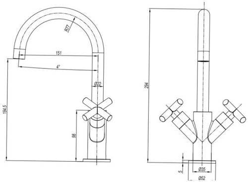 Additional image for Monoblock Crosshead Basin Tap (Br Bronze).