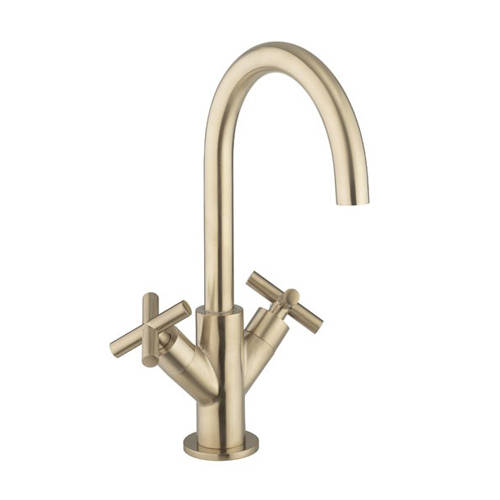 Additional image for Monoblock Crosshead Basin Tap (Brushed Brass).