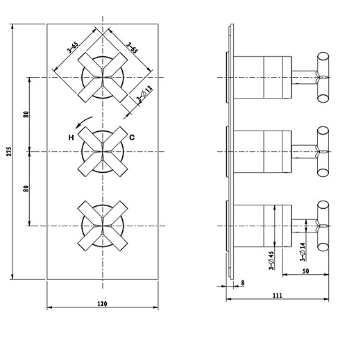 Additional image for Thermostatic Shower Valve With 2 Outlets (Br Bronze).