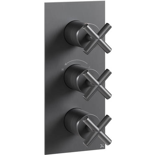 Additional image for Thermostatic Shower Valve With 2 Outlets (Slate).