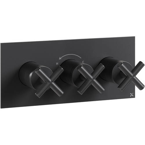 Additional image for Thermostatic Shower Valve With 2 Outlets (M Black).