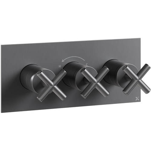 Additional image for Thermostatic Shower Valve With 2 Outlets (Slate).