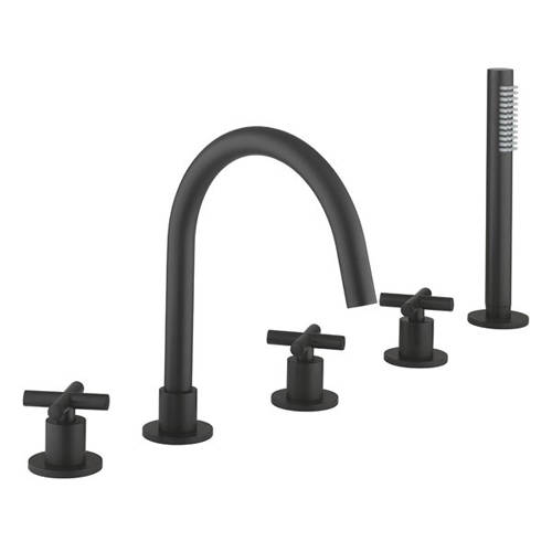 Additional image for Crosshead Bath Shower Mixer Tap (5 Hole, M Black).