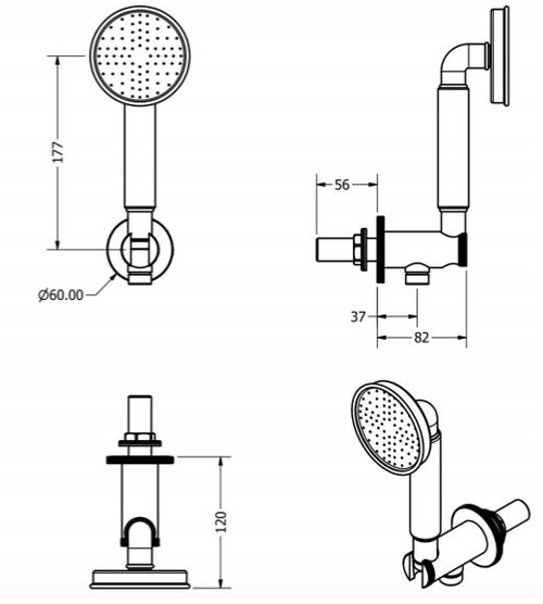 Additional image for Wall Outlet, Handset & Hose (Carbon Black).