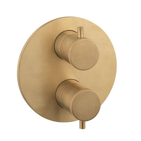 Additional image for Crossbox 2 Outlet Shower Valve (Un Brushed Brass).