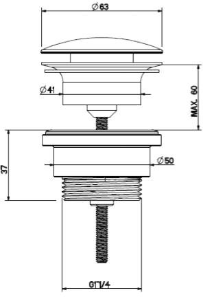 Additional image for Click Clack Basin Waste (Brushed Stainless Steel).