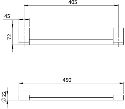 Additional image for Towel Rail 450mm (Brushed Bronze).