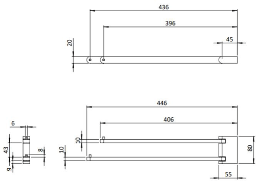 Additional image for Twin Swivel Towel Rail (Chrome).