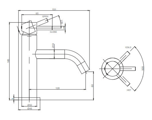 Additional image for Basin Mixer Tap With Knurled Handle (Chrome).