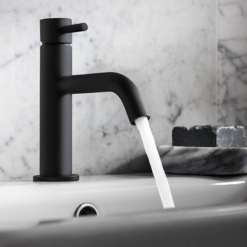 Additional image for Basin Mixer Tap With Knurled Handle (Matt Black).