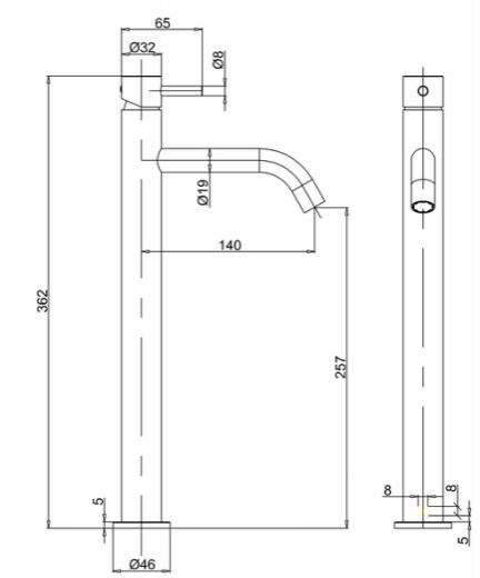 Additional image for Tall Basin Mixer Tap With Lever Handle (Chrome).