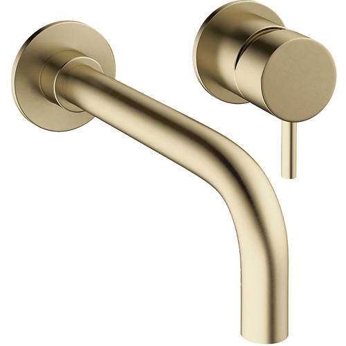Additional image for Wall Mounted Basin Mixer Tap (2 Hole, Brushed Brass).