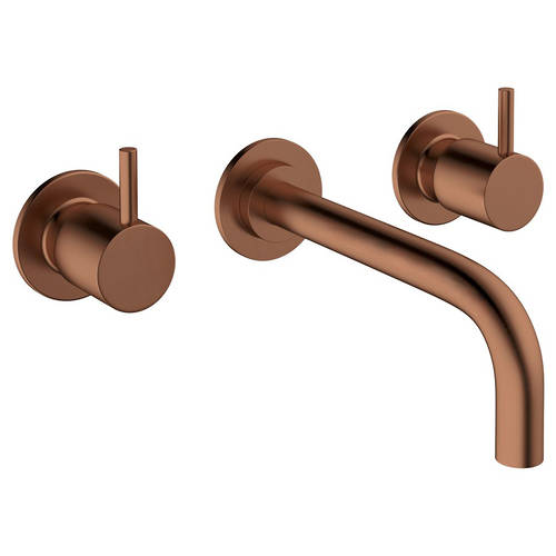 Additional image for Wall Mounted Basin Mixer Tap (3 Hole, Brushed Bronze).