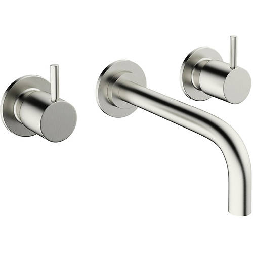 Additional image for Wall Mounted Basin Mixer Tap (3 Hole, Stainless Steel).