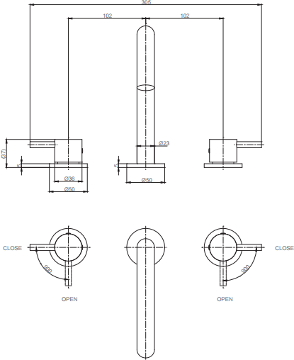 Additional image for Basin Mixer Tap (3 Hole, Chrome).