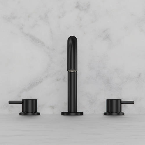 Additional image for Basin Mixer Tap (3 Hole, Matt Black).