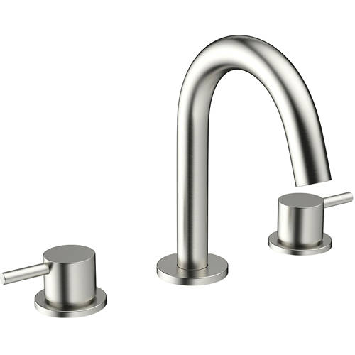 Additional image for Basin Mixer Tap (3 Hole, Brushed Stainless Steel).