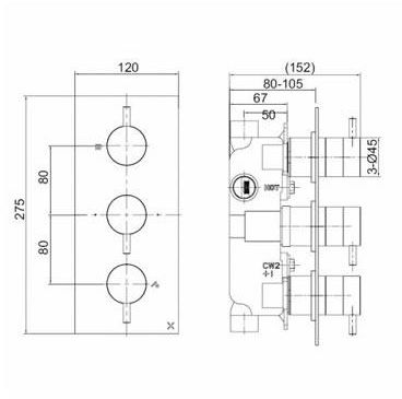 Additional image for Thermostatic Shower Valve With 2 Outlets (Br Bronze).