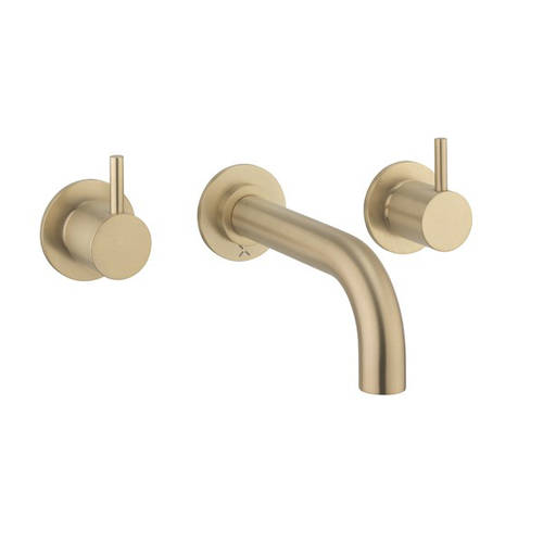 Additional image for Wall Mounted Bath Filler Tap (3 Hole, Brushed Brass).