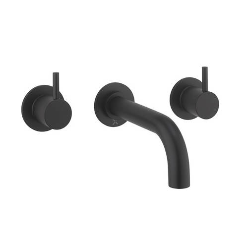 Additional image for Wall Mounted Bath Filler Tap (3 Hole, Matt Black).