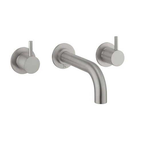 Additional image for Wall Mounted Bath Filler Tap (3 Hole, Brushed Steel).