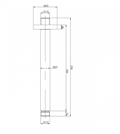 Additional image for Ceiling Mounted Shower Arm (Brushed Stainless Steel).