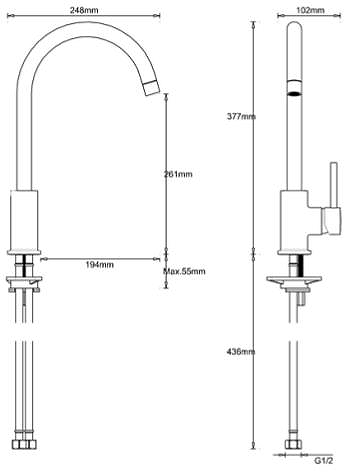 Additional image for Side Lever Kitchen Tap (Brushed Brass).