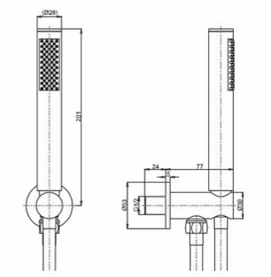 Additional image for Designer Shower Handset & Bracket Outlet (Chrome).