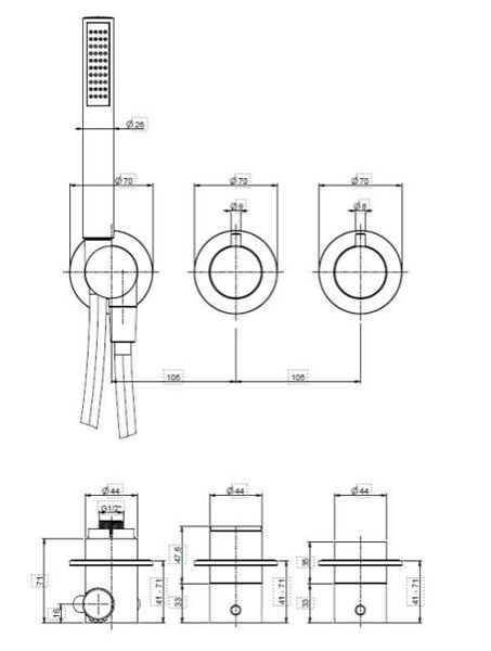 Additional image for Shower Valve With Shower Kit & 2 Outlets (Br Bronze).