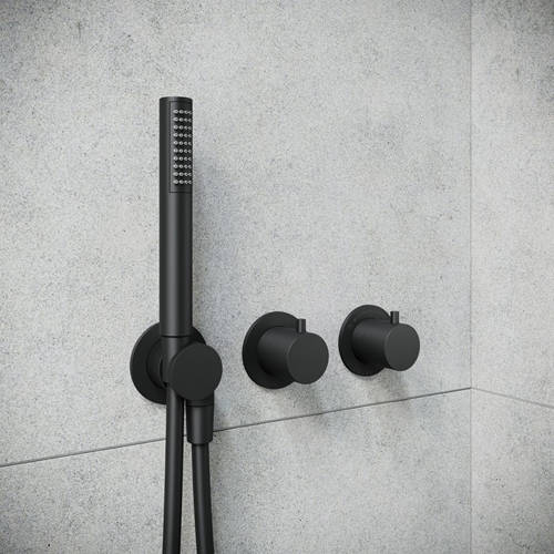 Additional image for Shower Valve With Shower Kit & 2 Outlets (Matt Black).