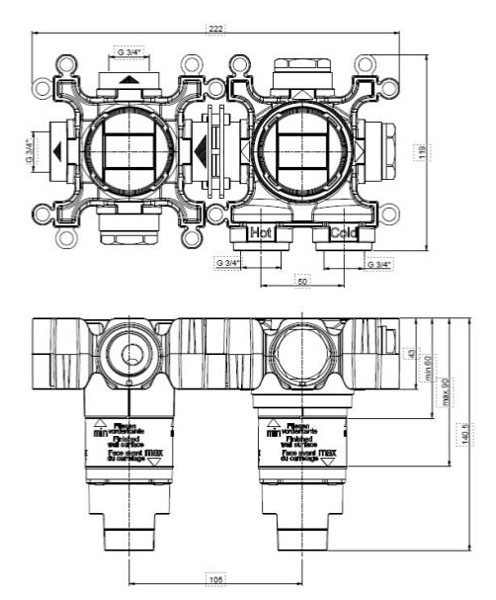 Additional image for Concealed Shower Valve With 2 Outlets (Br Bronze).