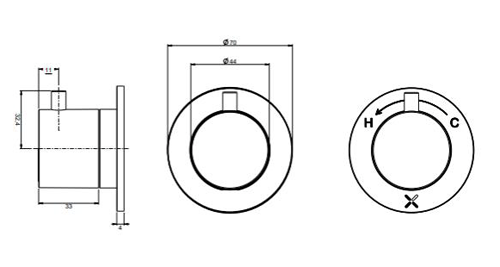 Additional image for Concealed Shower Valve With 2 Outlets (Slate).