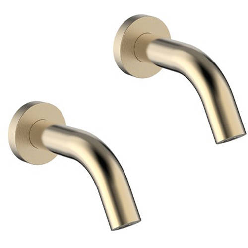Additional image for 2 x Sensor Wall Mounted Basin Taps 220mm (B Brass).