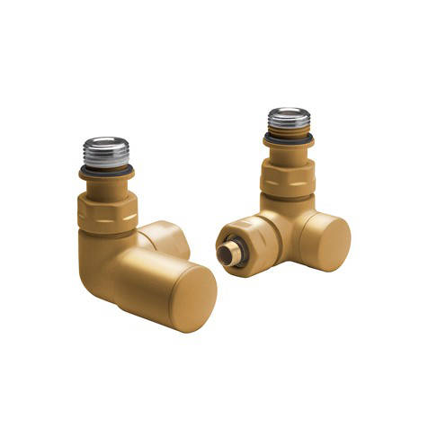 Additional image for Angled Radiator Valves (Brushed Brass).