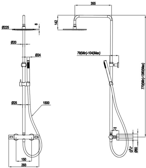 Additional image for Thermostatic Shower Kit (Brushed Brass).