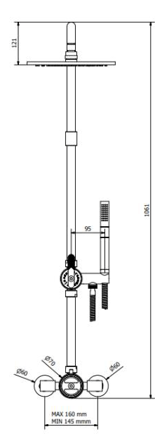 Additional image for Thermostatic Multifunction Shower Set (B Black).
