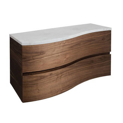 Additional image for Vanity Unit With Marble Worktop (1000mm, Walnut).