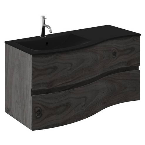 Additional image for Vanity Unit With Black Glass Basin (1000mm, Grey Ash).