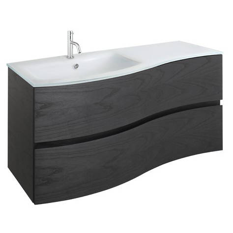 Additional image for Vanity Unit With White Glass Basin (1000mm, Grey Ash).