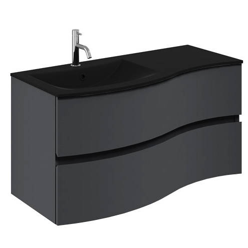 Additional image for Vanity Unit With Black Glass Basin (1000mm, Onyx Black).
