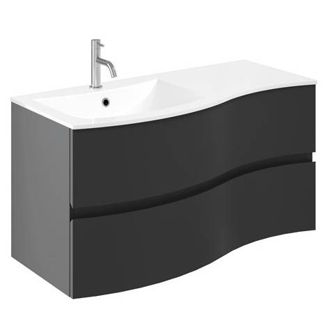 Additional image for Vanity Unit With White Cast Basin (1000mm, Onyx Black).